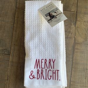 MERRY AND BRIGHT/ BELIEVE kitchen towels Rae Dunn
